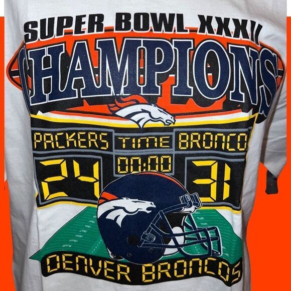NWOT Deadstock Vintage Denver Broncos Football Super Bowl 32 1998 T Shirt XL #39 - Picture 2 of 3